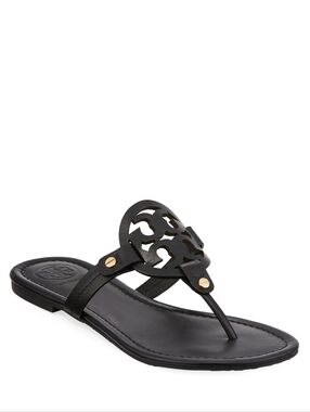 Tory Burch Miller Black Leather Sandals Size 10